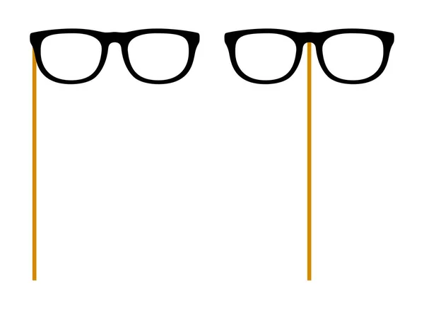 Glasses Wooden Stick White Background — 스톡 벡터