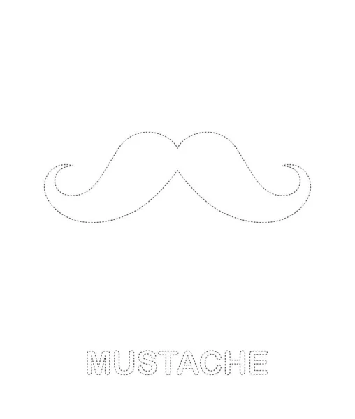 Mustache Tracing Worksheet Kids — Stock Vector
