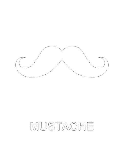 Mustache tracing worksheet for kids