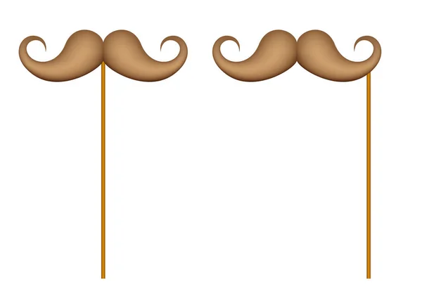 Mustache Wooden Stick White Background — Image vectorielle