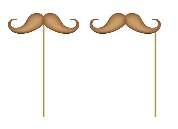 Mustache Wooden Stick White Background — Stock Vector