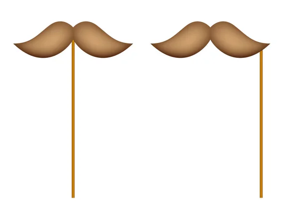 Mustache Wooden Stick White Background — Vettoriale Stock