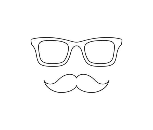 Coloring Page Mustache Glasses Kids — Stockový vektor