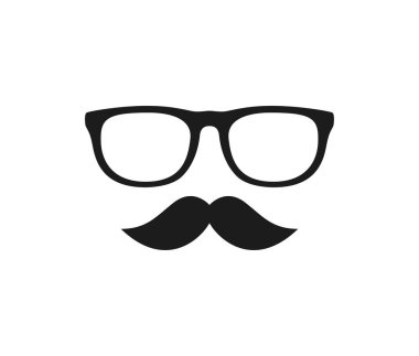 Bıyık ve gözlük beyaz arka planda izole edildi