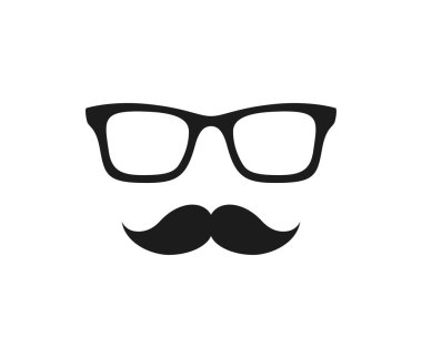 Bıyık ve gözlük beyaz arka planda izole edildi