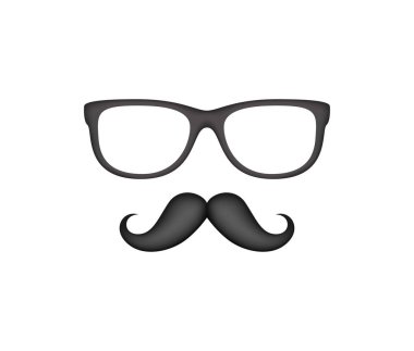 Bıyık ve gözlük beyaz arka planda izole edildi