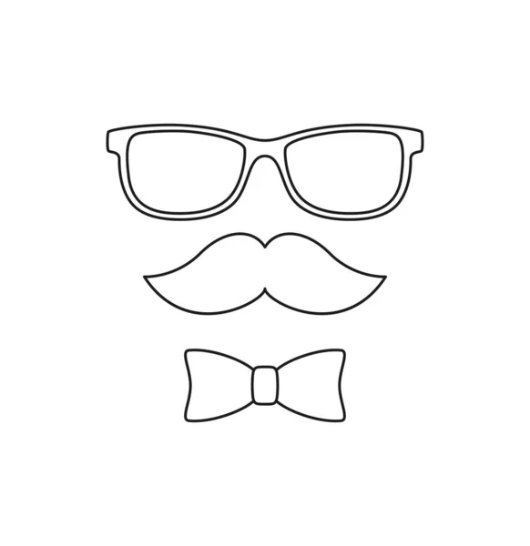 Coloring Page Mustache Bow Tie Glasses Kids — 图库矢量图片