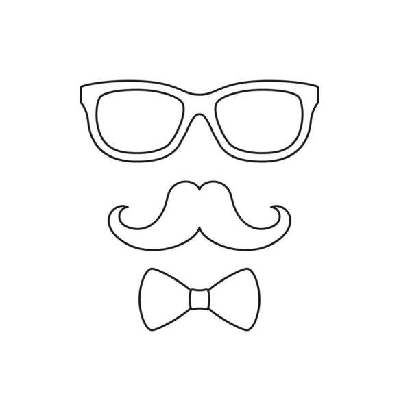 Coloring Page Mustache Bow Tie Glasses Kids — Vetor de Stock