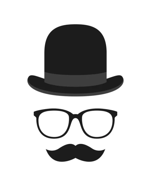 Mustache Hat Glasses Isolated White Background —  Vetores de Stock