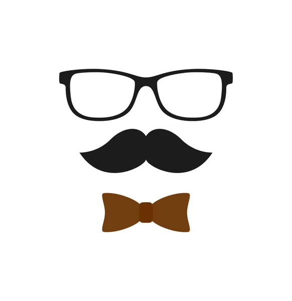 Mustache Bow Tie Glasses Isolated White Background — Wektor stockowy