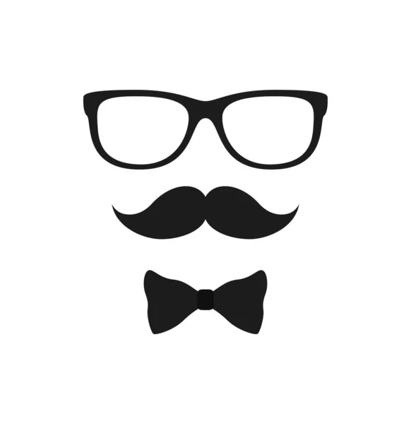 Mustache Bow Tie Glasses Isolated White Background — Image vectorielle