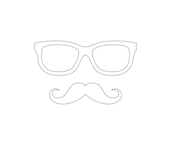 Mustache Glasses Tracing Worksheet Kids — Stock vektor