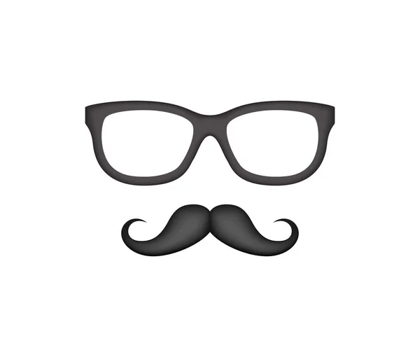 Mustache Glasses Isolated White Background — 图库矢量图片