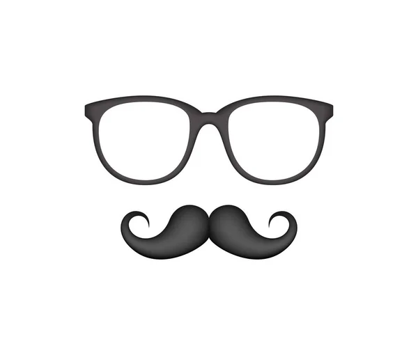 Mustache Glasses Isolated White Background — Stock Vector