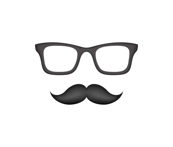 Mustache Glasses Isolated White Background — Image vectorielle