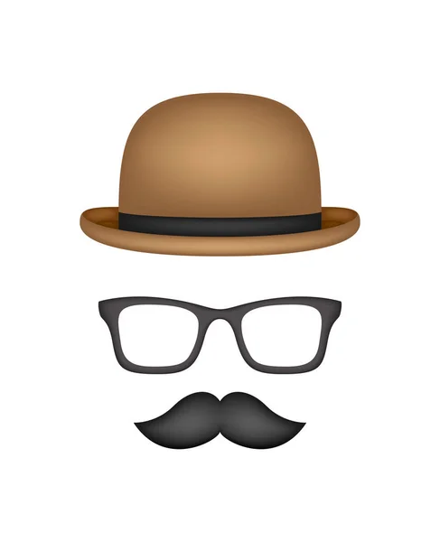 Mustache Hat Glasses Isolated White Background — Wektor stockowy