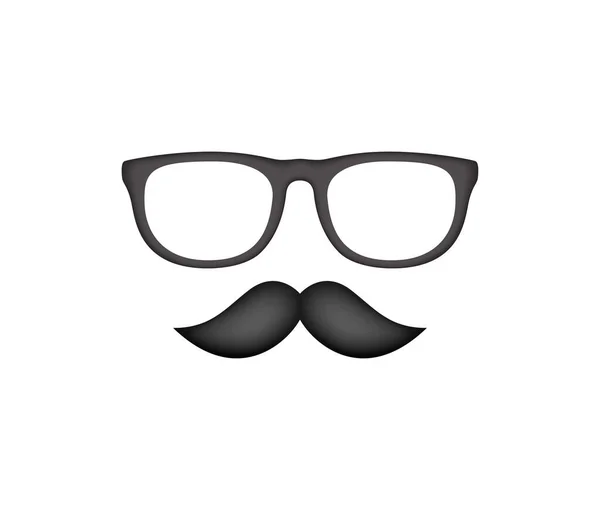 Mustache Glasses Isolated White Background — Image vectorielle