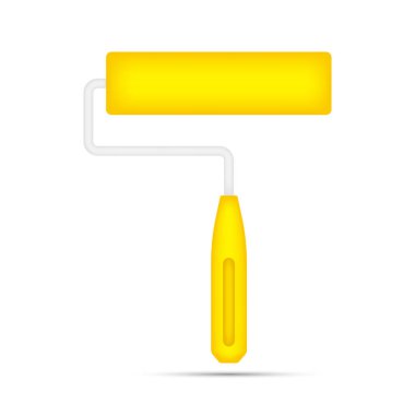 Beyaz arkaplanda izole edilmiş boya silindiri