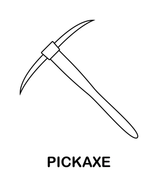 Coloring Page Pickaxe Brush Kids — 스톡 벡터