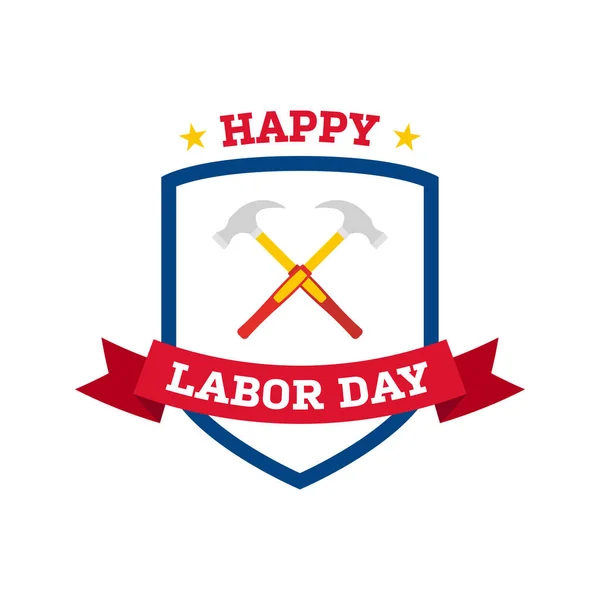Happy Labor Day Banner Isolated White Background — Vettoriale Stock