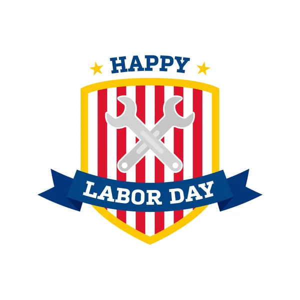 Happy Labor Day Banner Isolated White Background — Stockvektor