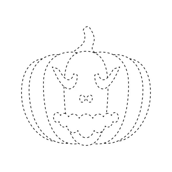 Halloween Pumpkin Tracing Worksheet Kids — Vettoriale Stock