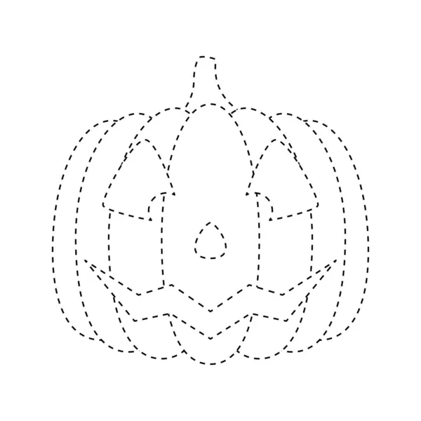Halloween Pumpkin Tracing Worksheet Kids — Stock Vector
