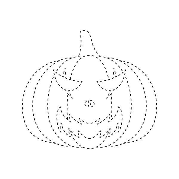 Halloween Pumpkin Tracing Worksheet Kids — Stock Vector