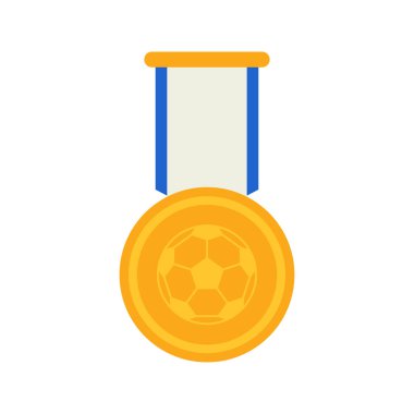 Gold medal with ribbon. Vector illustration