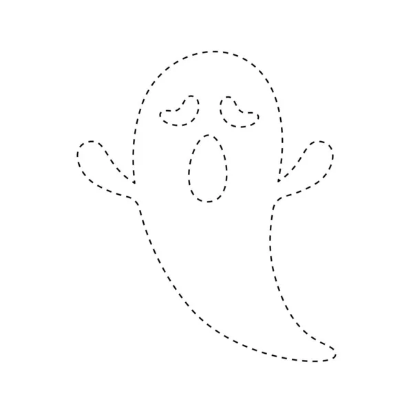 Ghost Tracing Worksheet Kids — Stock Vector