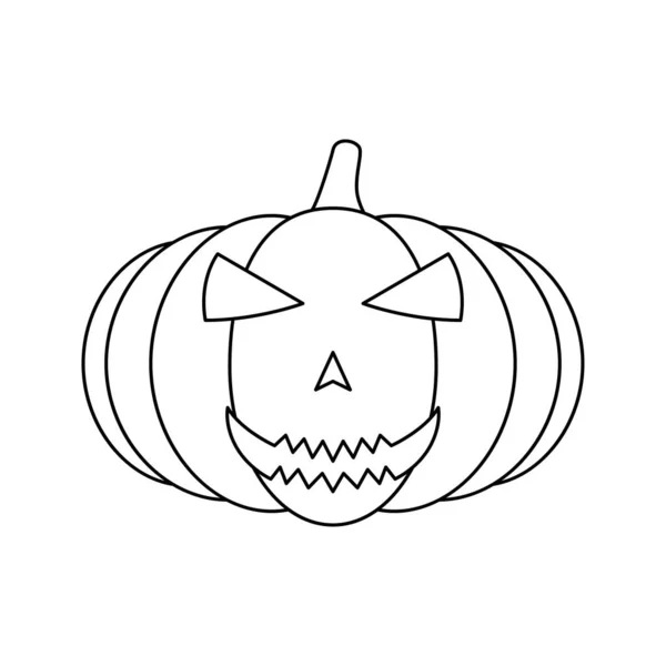 Coloring Page Halloween Pumpkin Kids — Stockvector