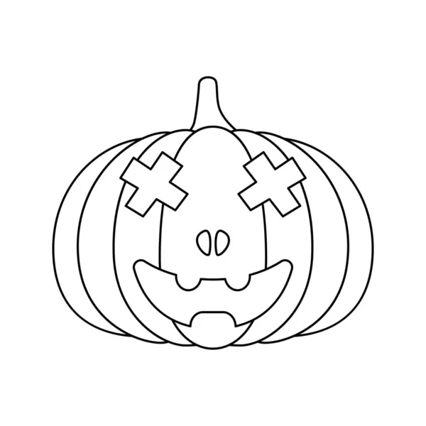 Coloring Page Halloween Pumpkin Kids — Stockový vektor