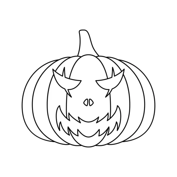 Coloring Page Halloween Pumpkin Kids — 스톡 벡터