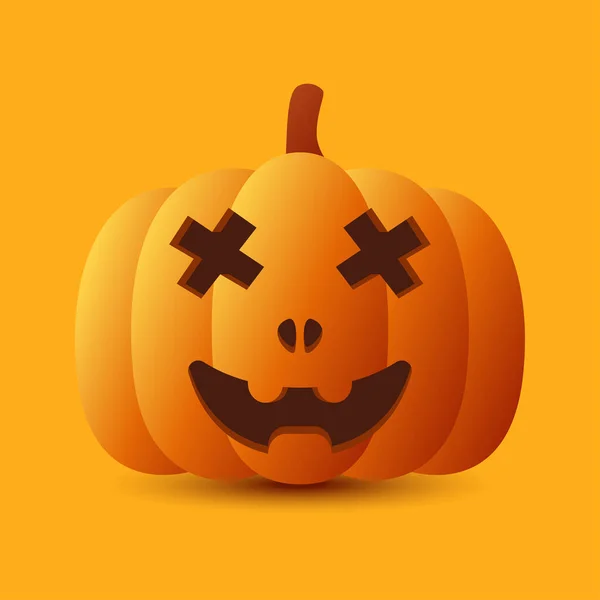 Calabaza Halloween Aislada Sobre Fondo Naranja — Vector de stock