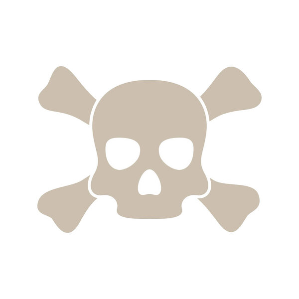 Череп и перекрестные кости изолированы на белом фоне
