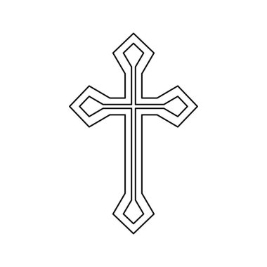 Coloring page with Christian Cross for kids