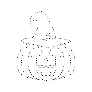 Halloween pumpkin tracing worksheet for kids
