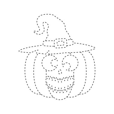 Halloween pumpkin tracing worksheet for kids