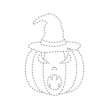 Halloween pumpkin tracing worksheet for kids