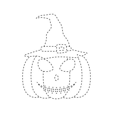 Halloween pumpkin tracing worksheet for kids