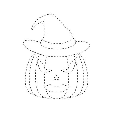 Halloween pumpkin tracing worksheet for kids