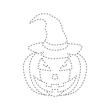 Halloween pumpkin tracing worksheet for kids