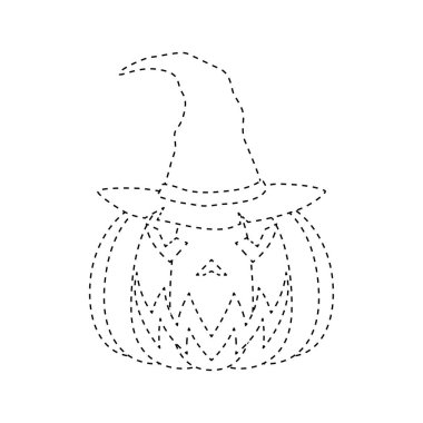 Halloween pumpkin tracing worksheet for kids