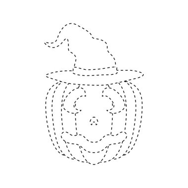 Halloween pumpkin tracing worksheet for kids