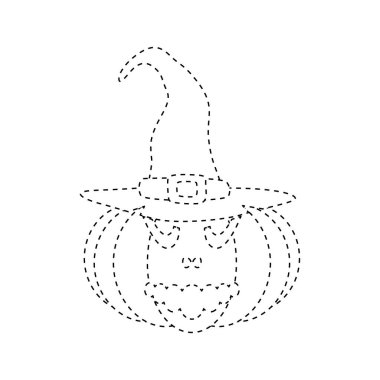 Halloween pumpkin tracing worksheet for kids