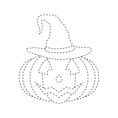 Halloween pumpkin tracing worksheet for kids