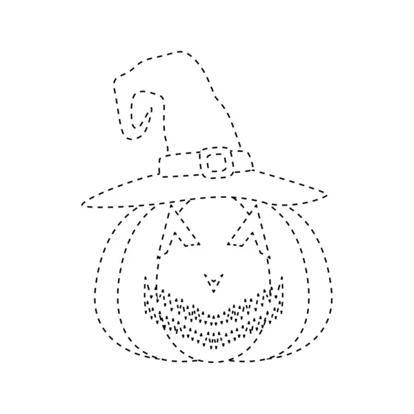 Halloween Pumpkin Tracing Worksheet Kids — 스톡 벡터