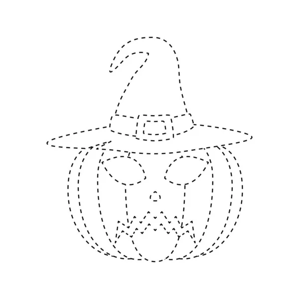 Halloween Pumpkin Tracing Worksheet Kids — 스톡 벡터