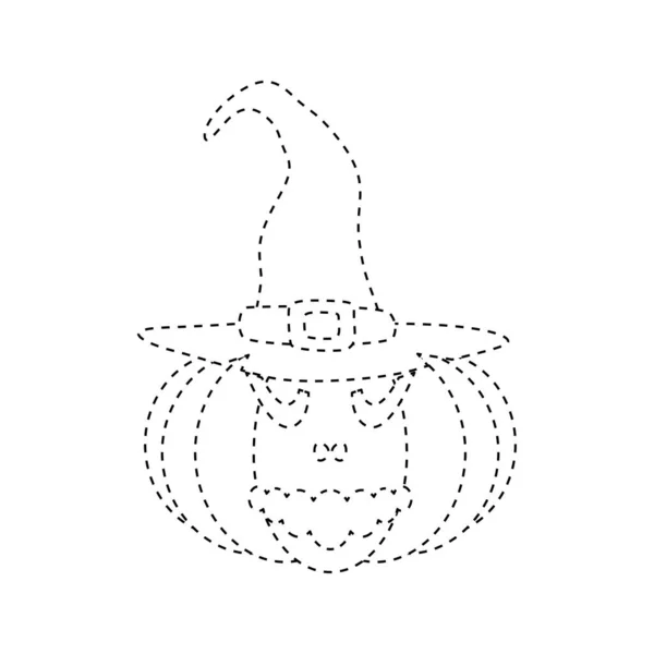 Halloween Pumpkin Tracing Worksheet Kids — 스톡 벡터