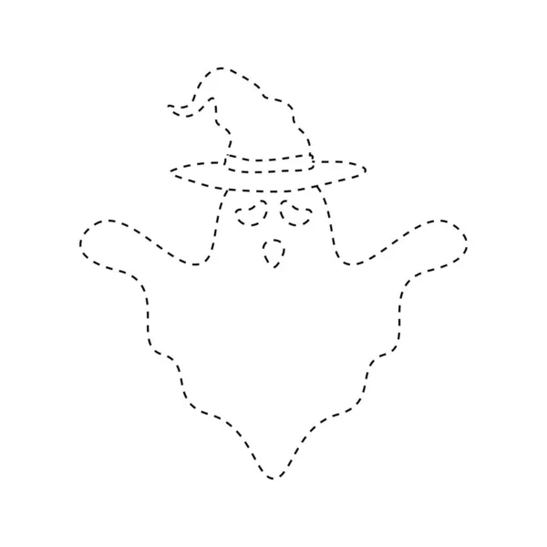 Ghost Witch Hat Tracing Worksheet Kids — Image vectorielle